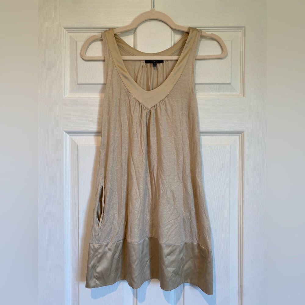 Express Gold Drop Waist Tank Top with Satiny Trim and Pockets